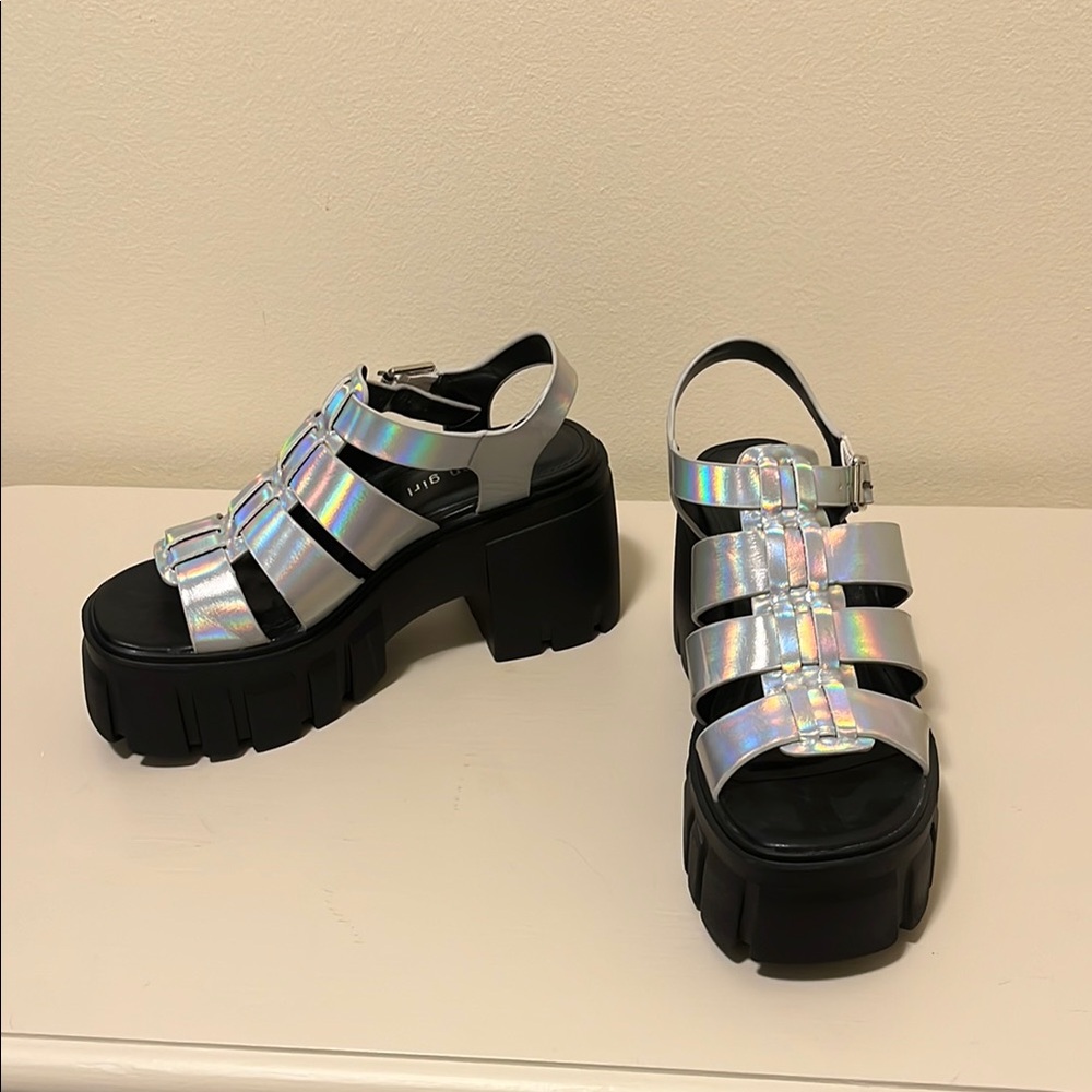 Steve Madden Holographic Platform Sandals